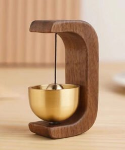 Wireless Door Chime with Brass Bell and Wooden Frame