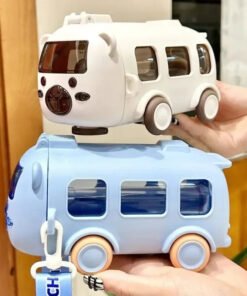 Cartoon Toy Bus Water Bottle with Straw